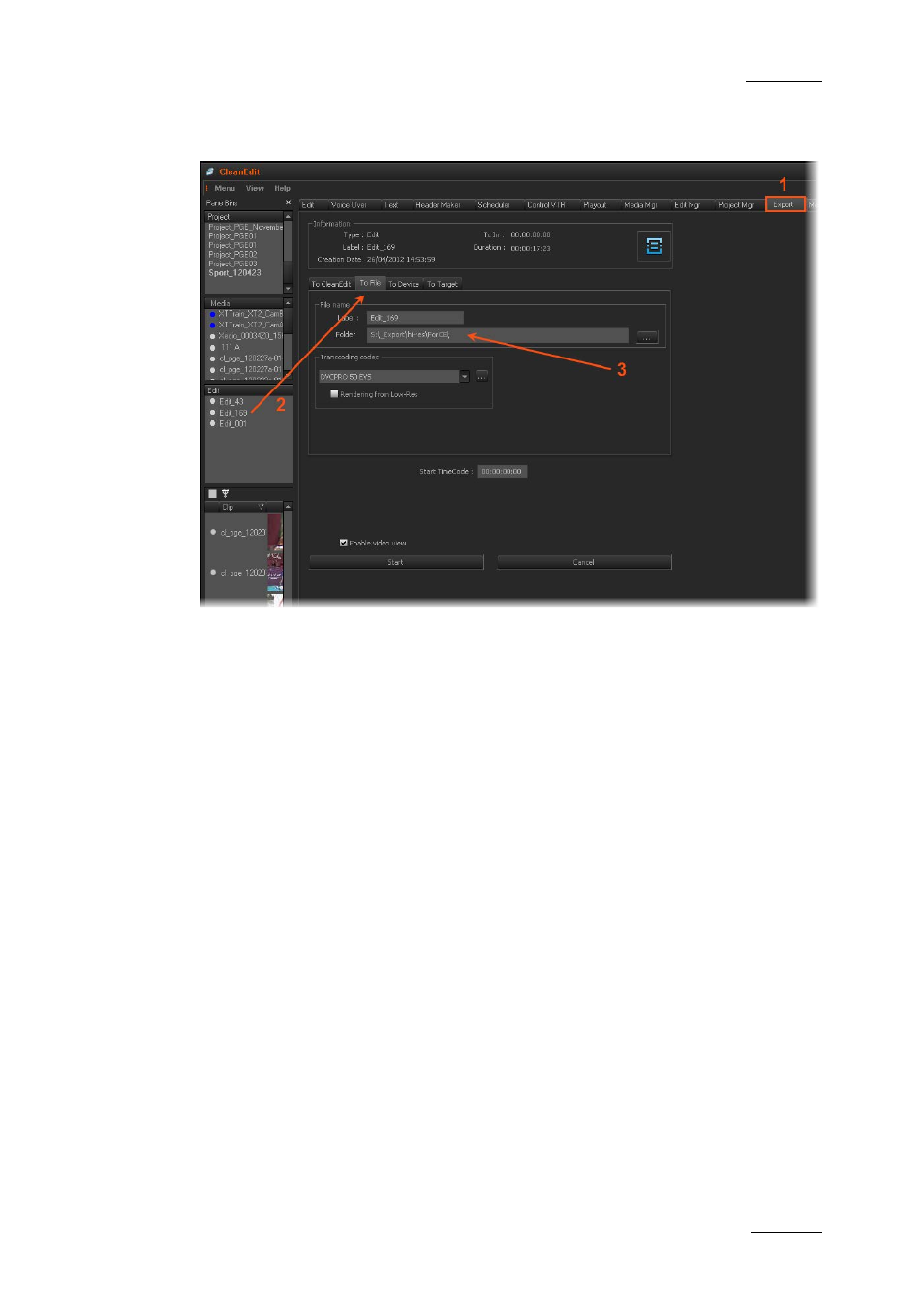 2 loading an edit or a media on the export tab, Loading an edit or a media on the export tab, Oading an | Dit or a, Edia on the, Xport | EVS XEDIO CleanEdit Version 4.2 - June 2012 User Manual User Manual | Page 237 / 252