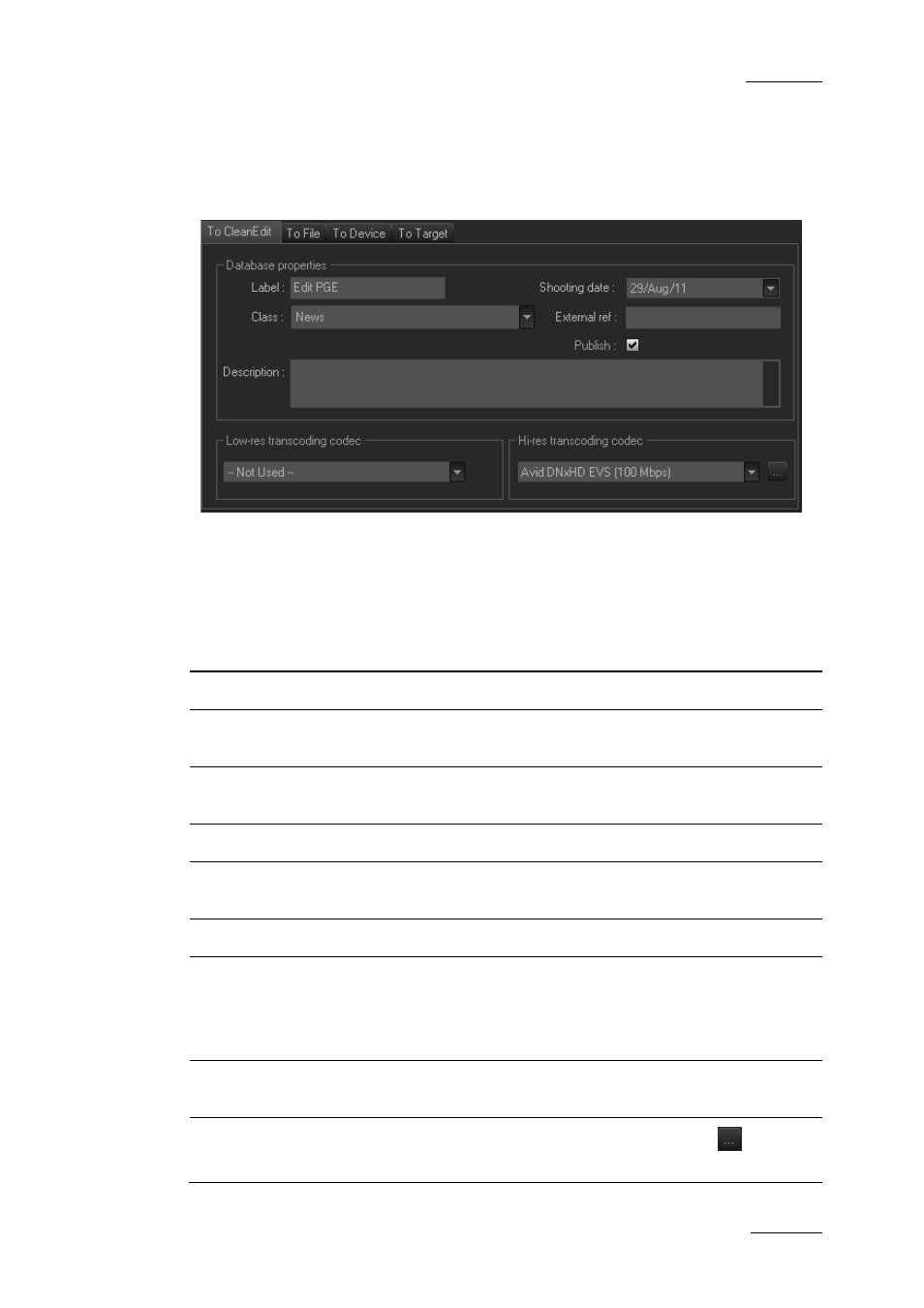 Destination zone, Exporting to cleanedit, Estination | EVS XEDIO CleanEdit Version 4.2 - June 2012 User Manual User Manual | Page 239 / 252