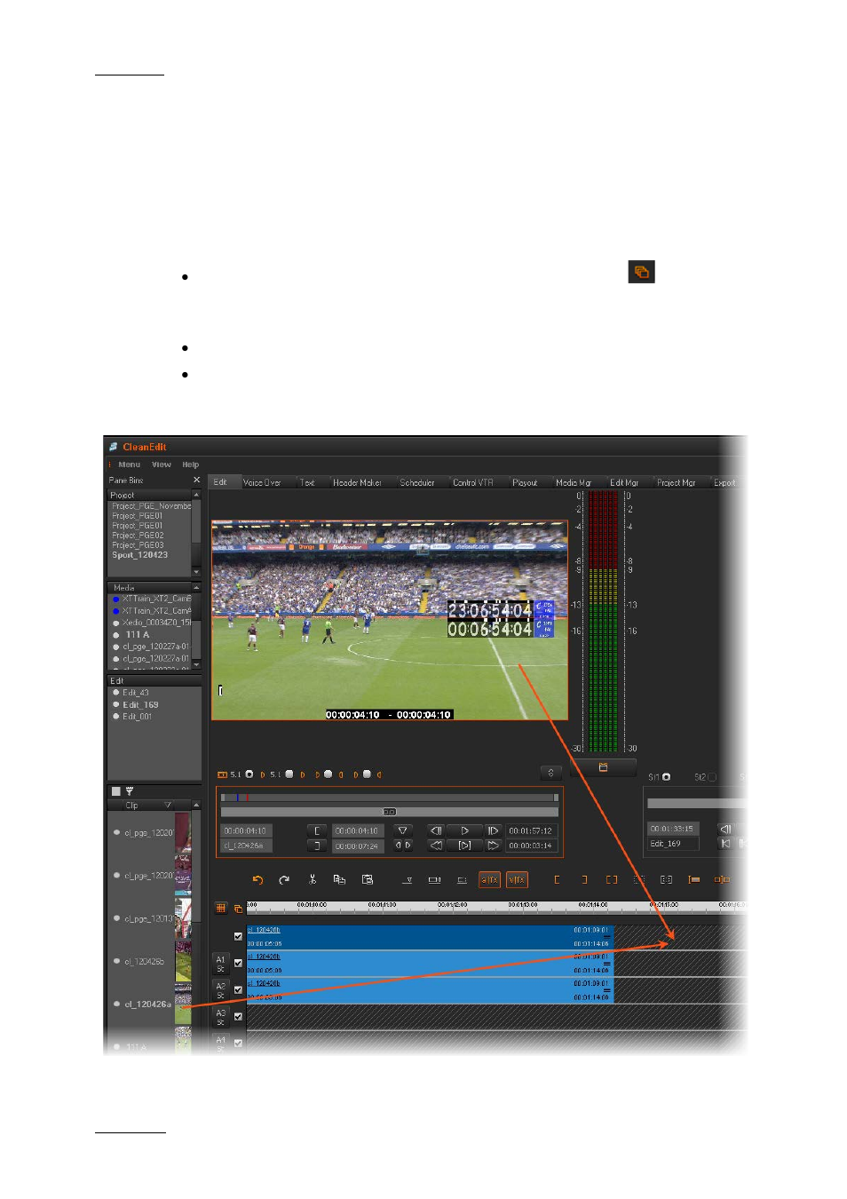 8 placing clips onto the timeline, 1 introduction, Placing clips onto the timeline | Introduction, Ntroduction | EVS XEDIO CleanEdit Version 4.2 - June 2012 User Manual User Manual | Page 28 / 252