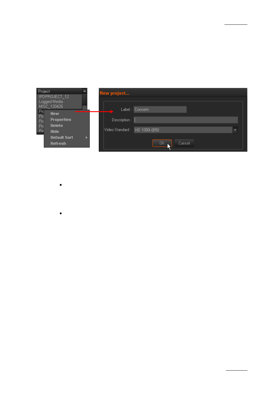 4 creating a new project, Procedure, Project default values | Project video standard, Creating a new project, Reating a, Roject | EVS XEDIO CleanEdit Version 4.2 - June 2012 User Manual User Manual | Page 55 / 252