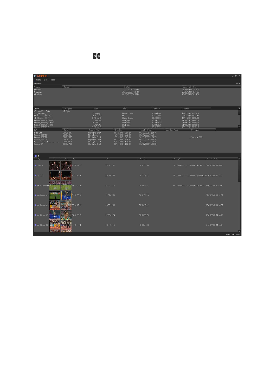 5 viewing the project data, 6 importing a project, Viewing the project data | Importing a project, Iewing the, Roject, Mporting a | EVS XEDIO CleanEdit Version 4.2 - June 2012 User Manual User Manual | Page 56 / 252