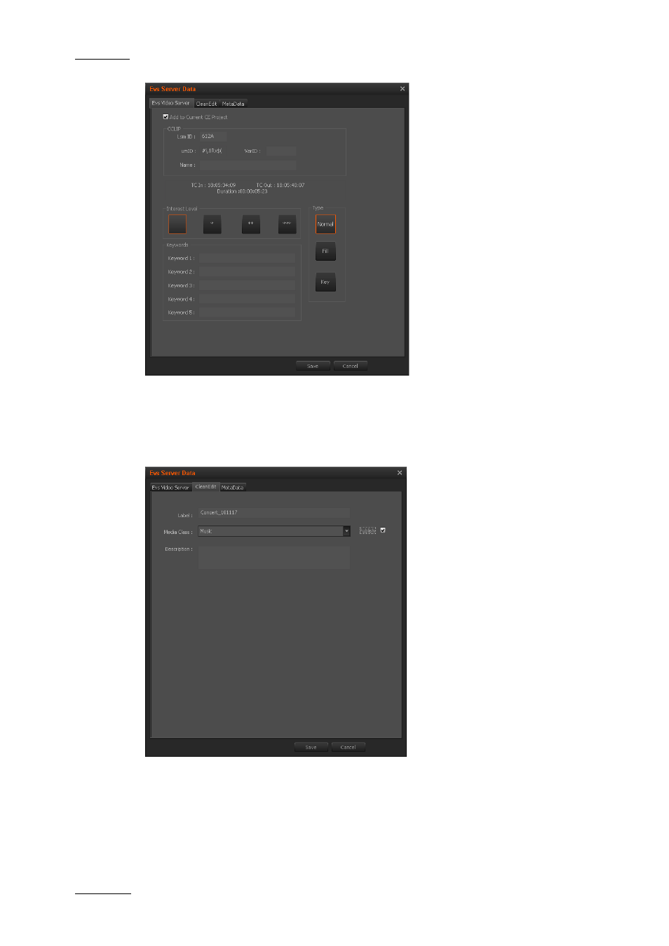 Cleanedit tab, Metadata tab | EVS XEDIO CleanEdit Version 4.2 - June 2012 User Manual User Manual | Page 90 / 252