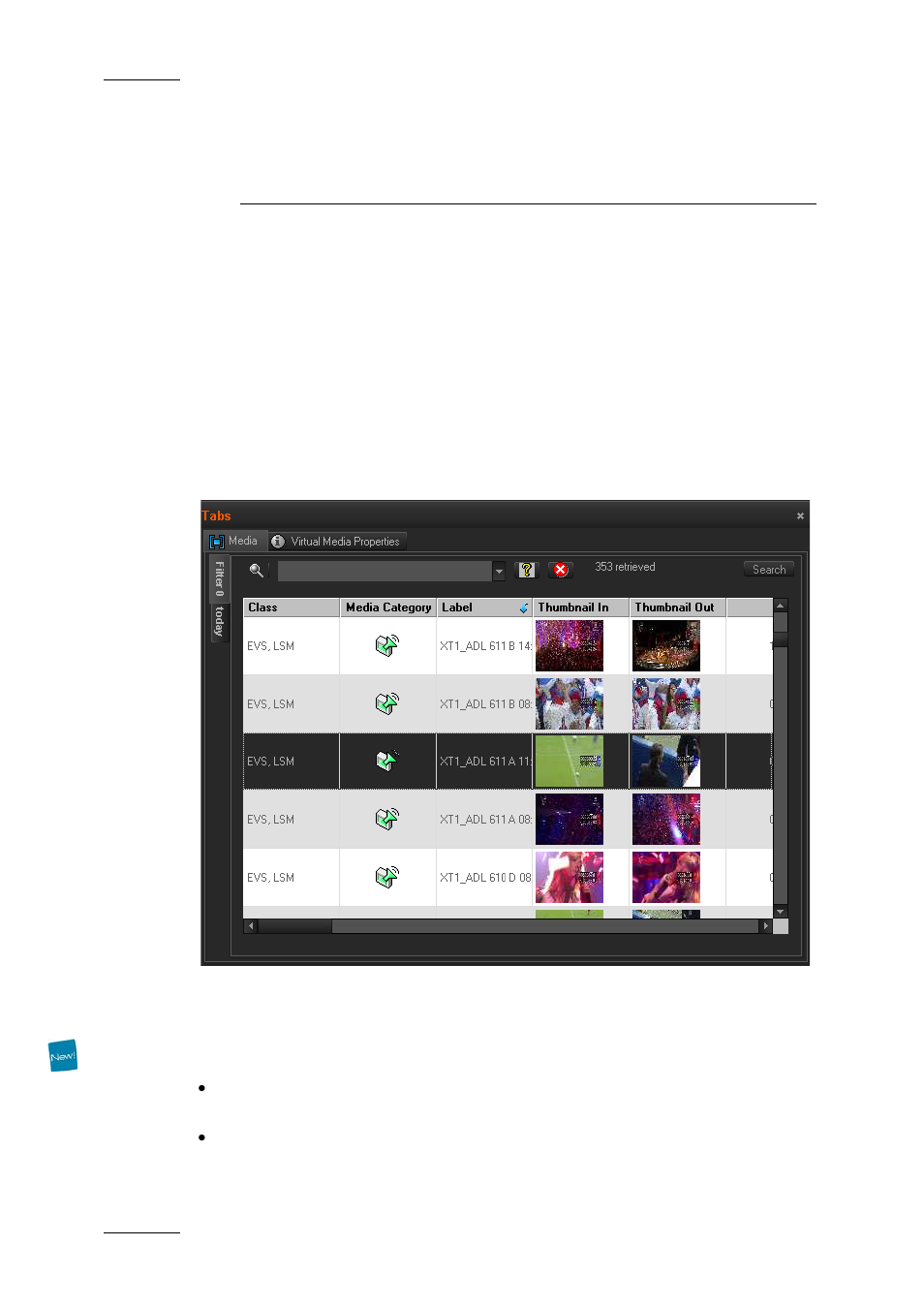 Tabs pane, 1 the media tab, 1 overview of the media tab | The media tab, Overview of the media tab, Ge 14, Verview of the, Edia | EVS XEDIO Browse Version 4.1 - December 2011 User Manual User Manual | Page 20 / 39