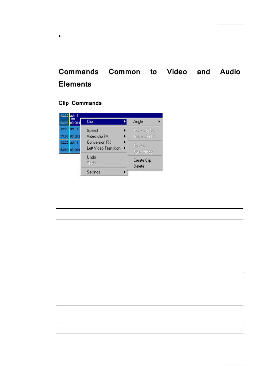 Commands common to video and audio elements, Clip commands | EVS IPDirector IPD XEDIO PLUGIN Version 6.0 - January 2013 User Manual User Manual | Page 105 / 222