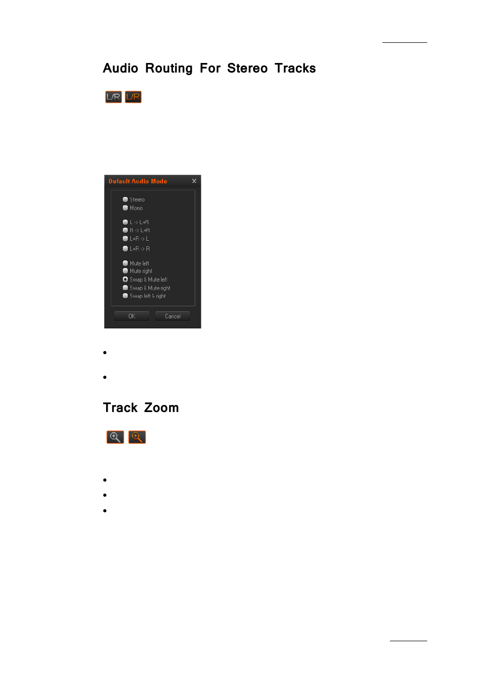 Audio routing for stereo tracks, Track zoom | EVS IPDirector IPD XEDIO PLUGIN Version 6.0 - January 2013 User Manual User Manual | Page 115 / 222