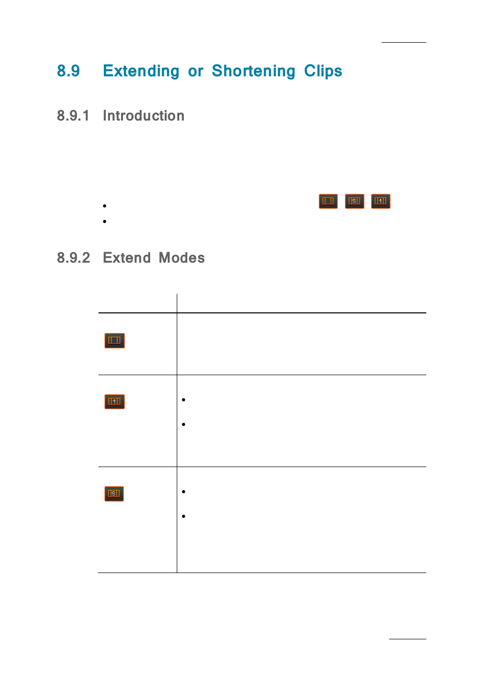 9 extending or shortening clips, 1 introduction, 2 extend modes | Extending or shortening clips, Introduction, Extend modes | EVS IPDirector IPD XEDIO PLUGIN Version 6.0 - January 2013 User Manual User Manual | Page 143 / 222