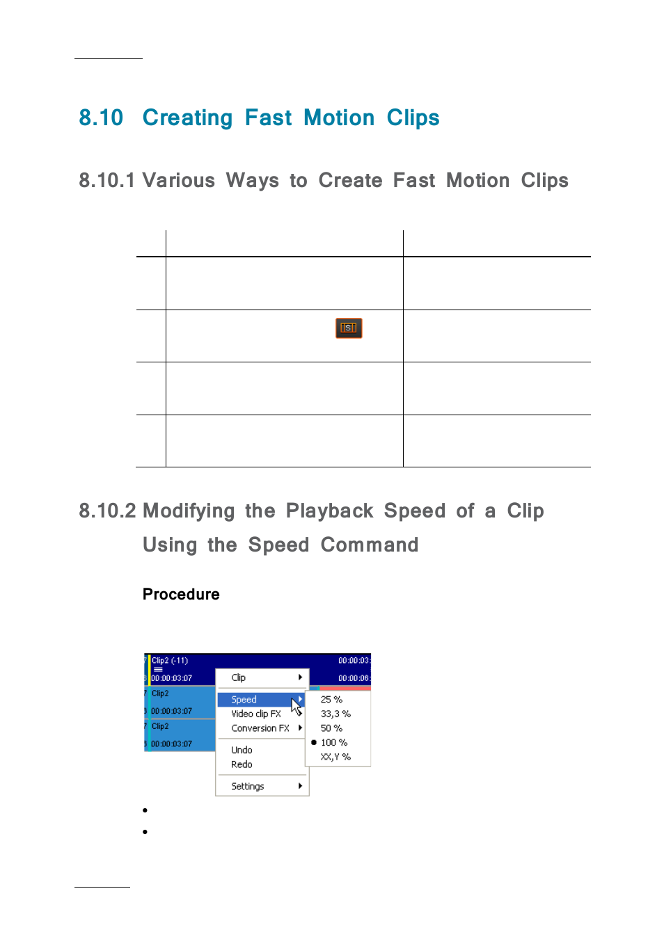 10 creating fast motion clips, 1 various ways to create fast motion clips, Procedure | Creating fast motion clips, Various ways to create fast motion clips, N 8.10.2, Ge 138 | EVS IPDirector IPD XEDIO PLUGIN Version 6.0 - January 2013 User Manual User Manual | Page 148 / 222