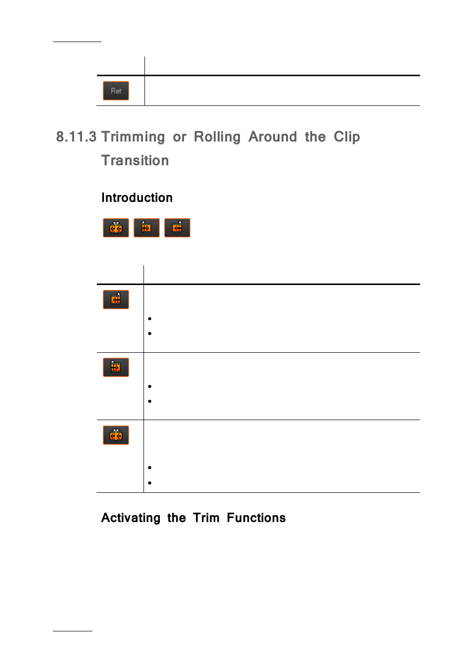 3 trimming or rolling around the clip transition, Introduction, Activating the trim functions | Trimming or rolling around the clip transition | EVS IPDirector IPD XEDIO PLUGIN Version 6.0 - January 2013 User Manual User Manual | Page 152 / 222