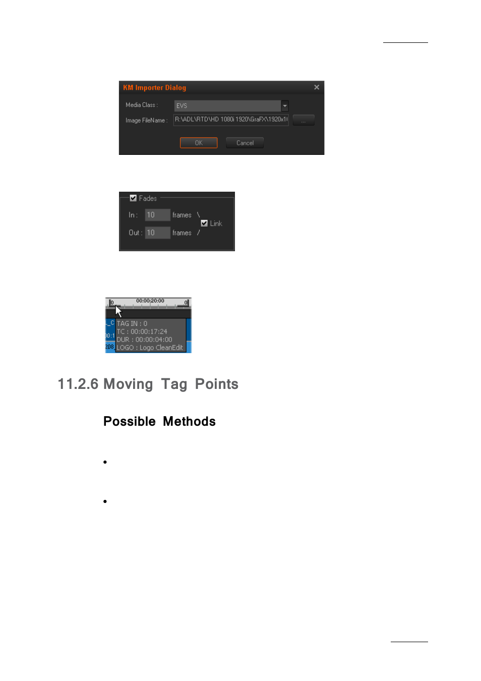 6 moving tag points, Possible methods, Moving tag points | 6 ’moving tag points, Age 189 | EVS IPDirector IPD XEDIO PLUGIN Version 6.0 - January 2013 User Manual User Manual | Page 199 / 222