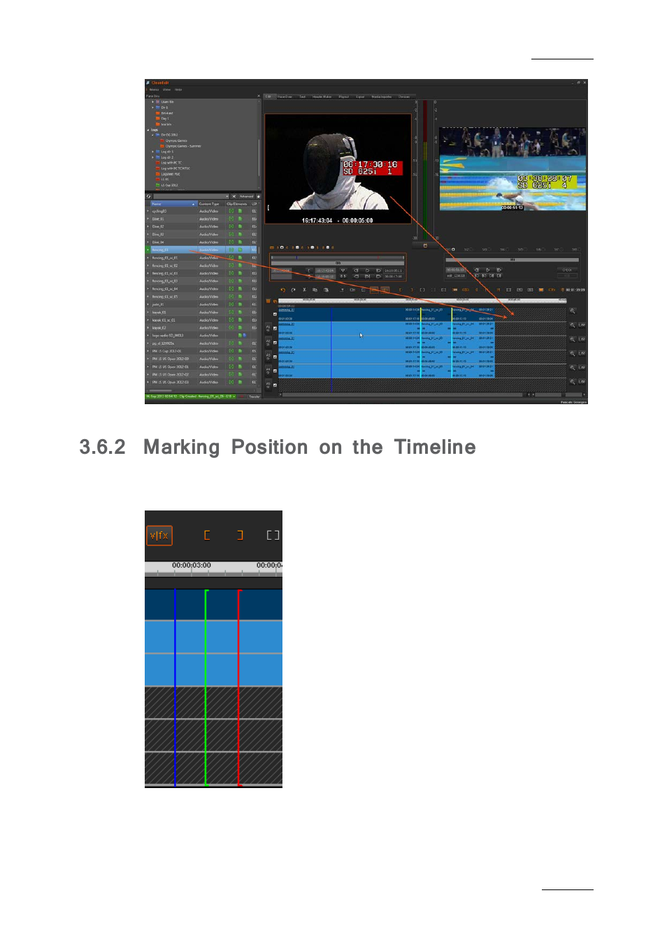 2 marking position on the timeline, Marking position on the timeline | EVS IPDirector IPD XEDIO PLUGIN Version 6.0 - January 2013 User Manual User Manual | Page 29 / 222