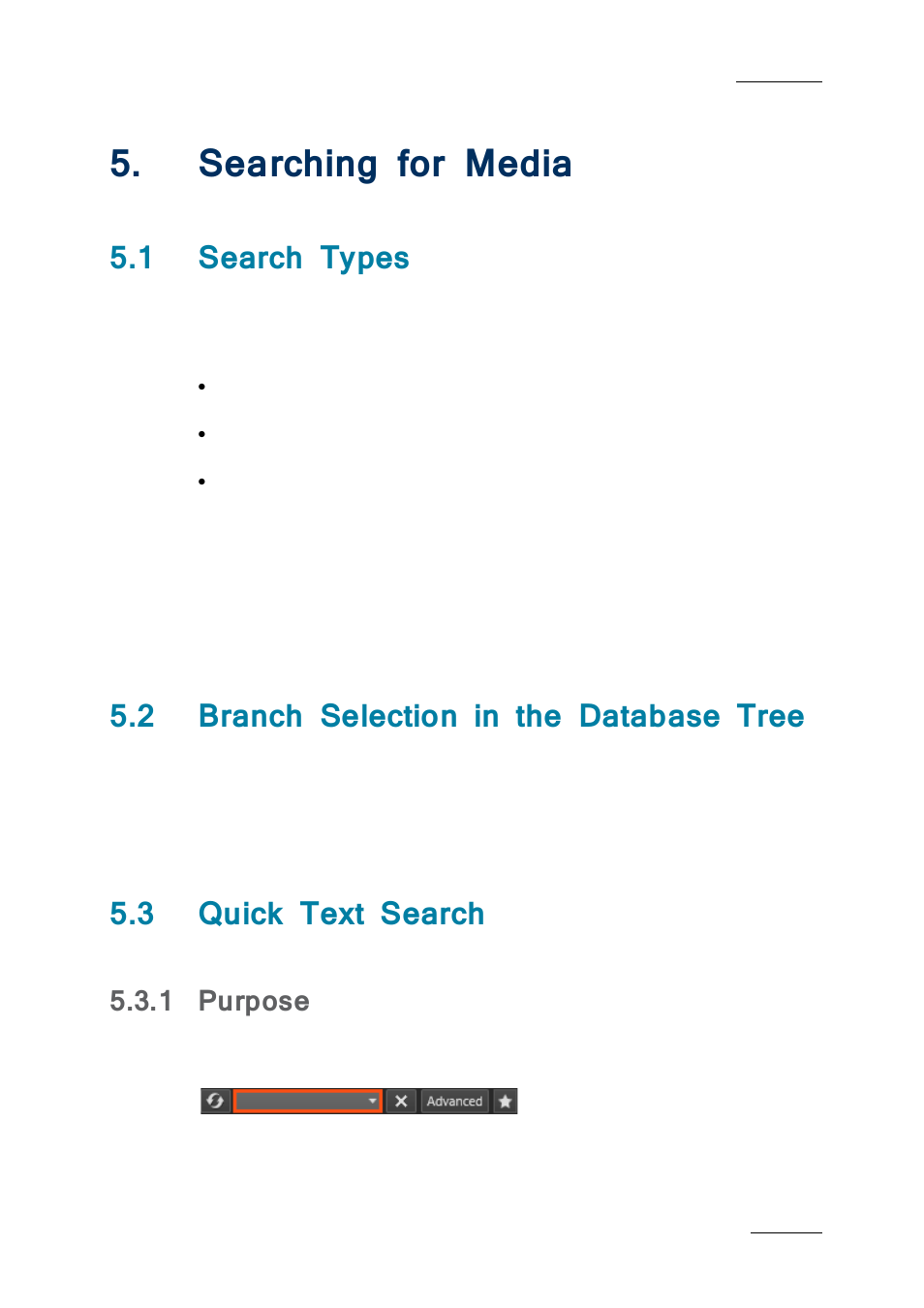 Searching for media, 1 search types, 2 branch selection in the database tree | 3 quick text search, 1 purpose, Earching for, Edia, Search types, Branch selection in the database tree, Quick text search | EVS IPDirector IPD XEDIO PLUGIN Version 6.0 - January 2013 User Manual User Manual | Page 35 / 222