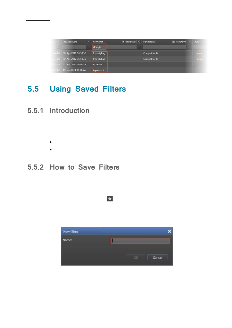 5 using saved filters, 1 introduction, 2 how to save filters | Using saved filters, Introduction, How to save filters | EVS IPDirector IPD XEDIO PLUGIN Version 6.0 - January 2013 User Manual User Manual | Page 50 / 222