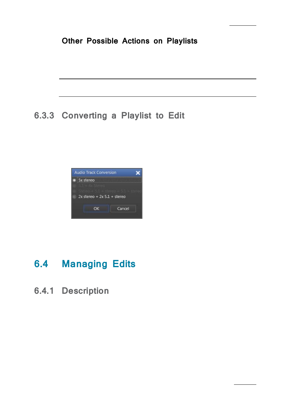 Other possible actions on playlists, 3 converting a playlist to edit, 4 managing edits | 1 description, Converting a playlist to edit, Managing edits, Description | EVS IPDirector IPD XEDIO PLUGIN Version 6.0 - January 2013 User Manual User Manual | Page 59 / 222