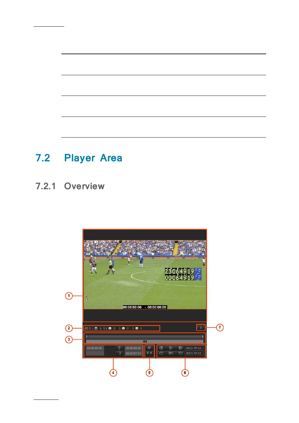 2 player area, 1 overview, Player area | Overview, On 7.2.1 ‘overview, E 62 | EVS IPDirector IPD XEDIO PLUGIN Version 6.0 - January 2013 User Manual User Manual | Page 72 / 222