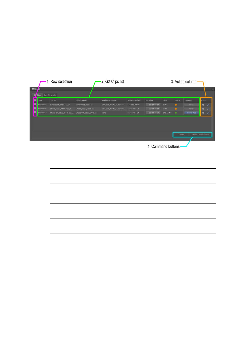 Gx clips tab, 4 server control button, Server control button | Erver, Ontrol, Utton | EVS GX Version 1.5 - September 2011 User’s Manual User Manual | Page 35 / 72