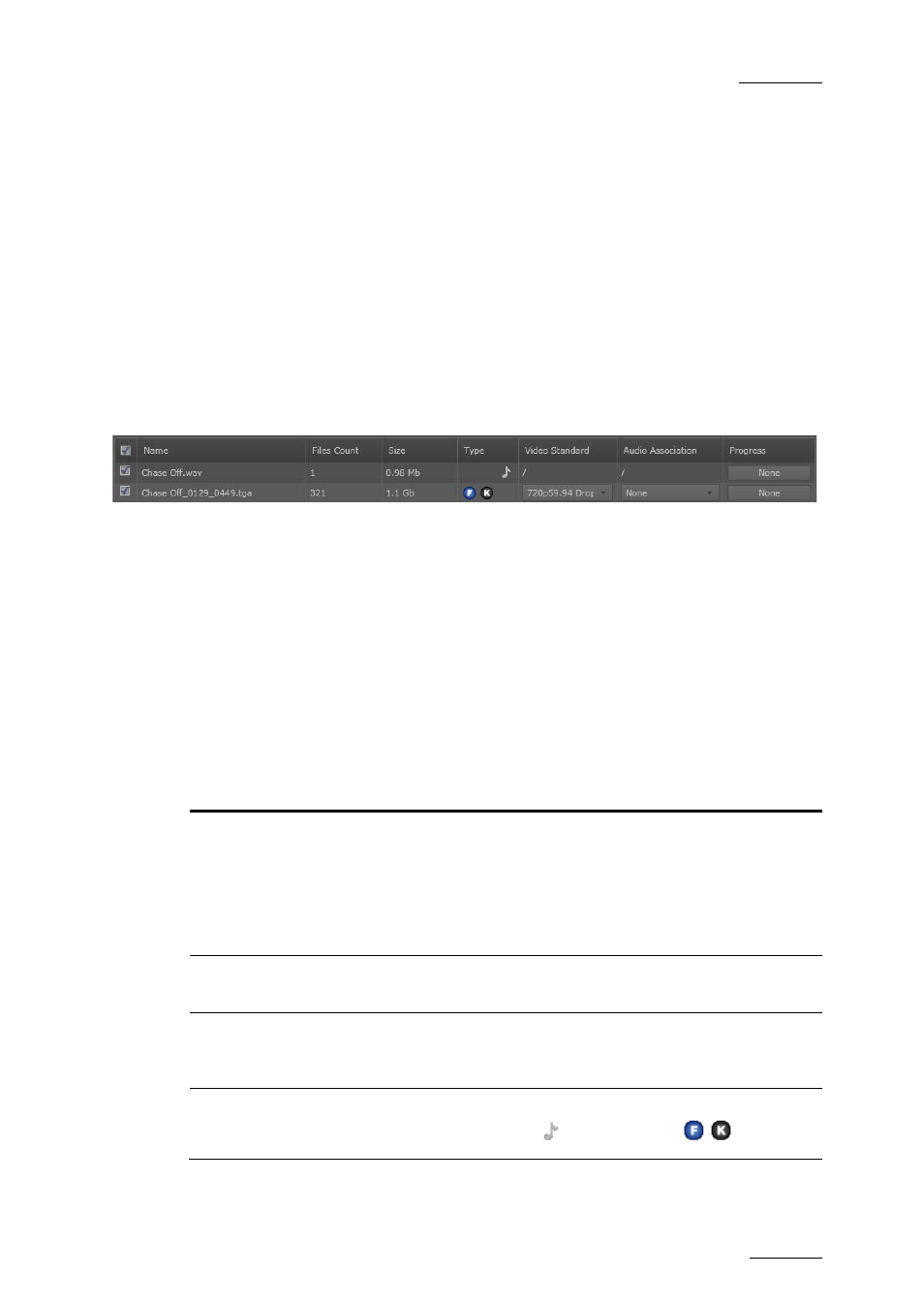 3 selecting and importing source files, 1 source file list, 2 fields in the source file list | Selecting and importing source files, Source file list, Fields in the source file list, Source file list & fields in the source file list, Ource, Ields in the | EVS GX Version 1.5 - September 2011 User’s Manual User Manual | Page 41 / 72