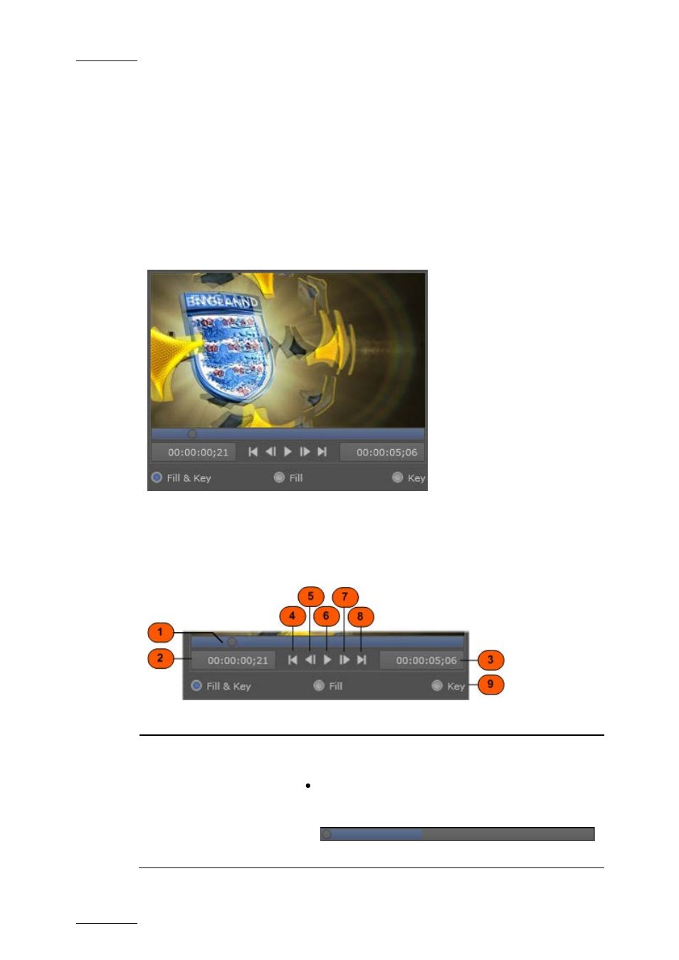 7 clip preview in the edit gx clip window, Video display, Preview control commands | Clip preview in the edit gx clip window | EVS GX Version 1.5 - September 2011 User’s Manual User Manual | Page 66 / 72