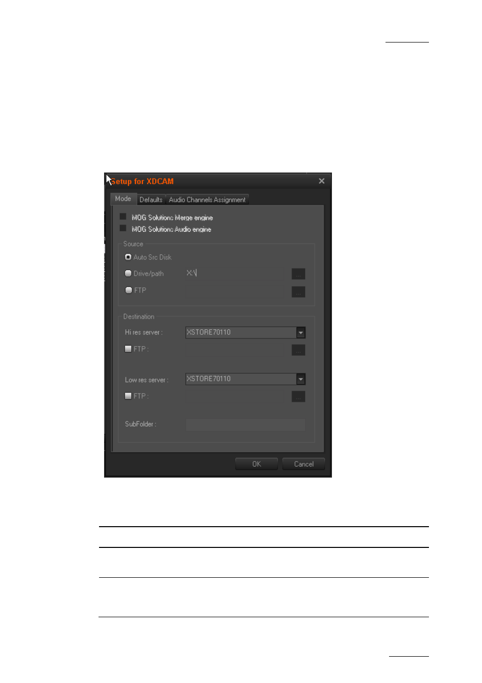 4 setup window, 1 mode tab, Setup window | Mode tab | EVS XEDIO Importer Version 3.1 - January 2011 User Manual User Manual | Page 14 / 34