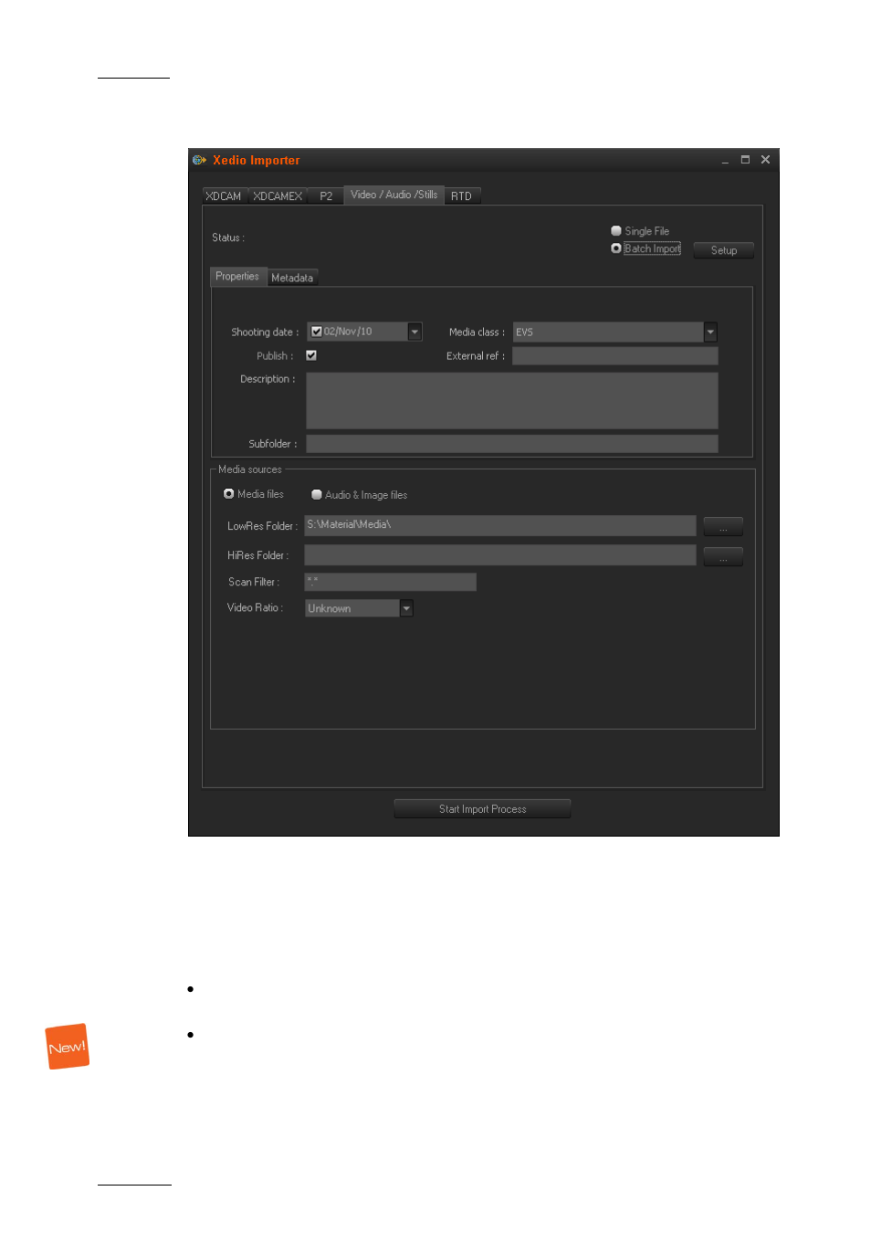 Batch import, 3 setup, Setup | EVS XEDIO Importer Version 3.1 - January 2011 User Manual User Manual | Page 23 / 34