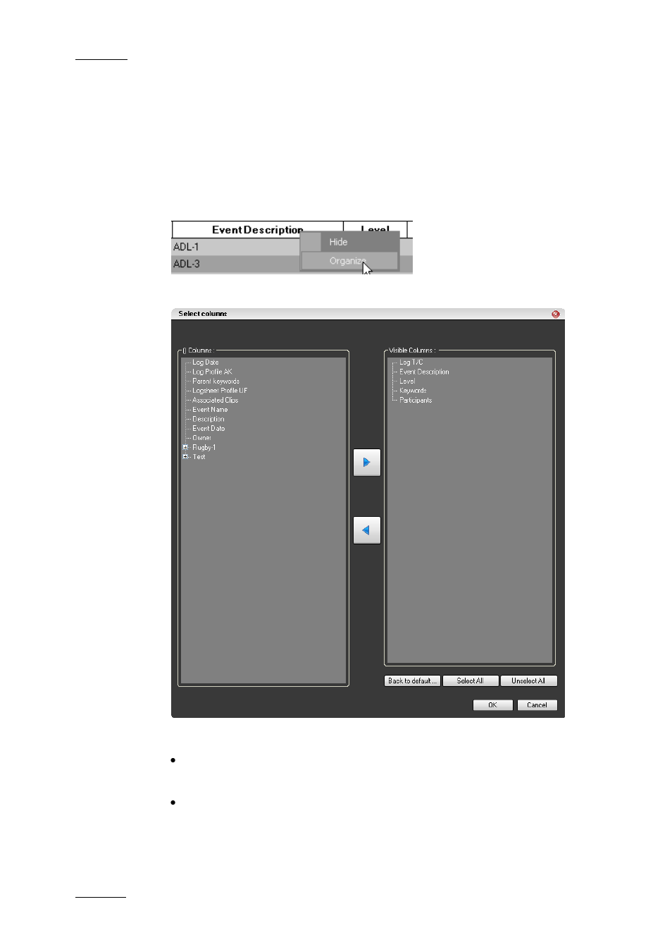 Organizing columns in the log sheet, How to add columns to the log sheet | EVS IPDirector Version 5.8 - July 2010 Part 2 User's Manual User Manual | Page 21 / 93
