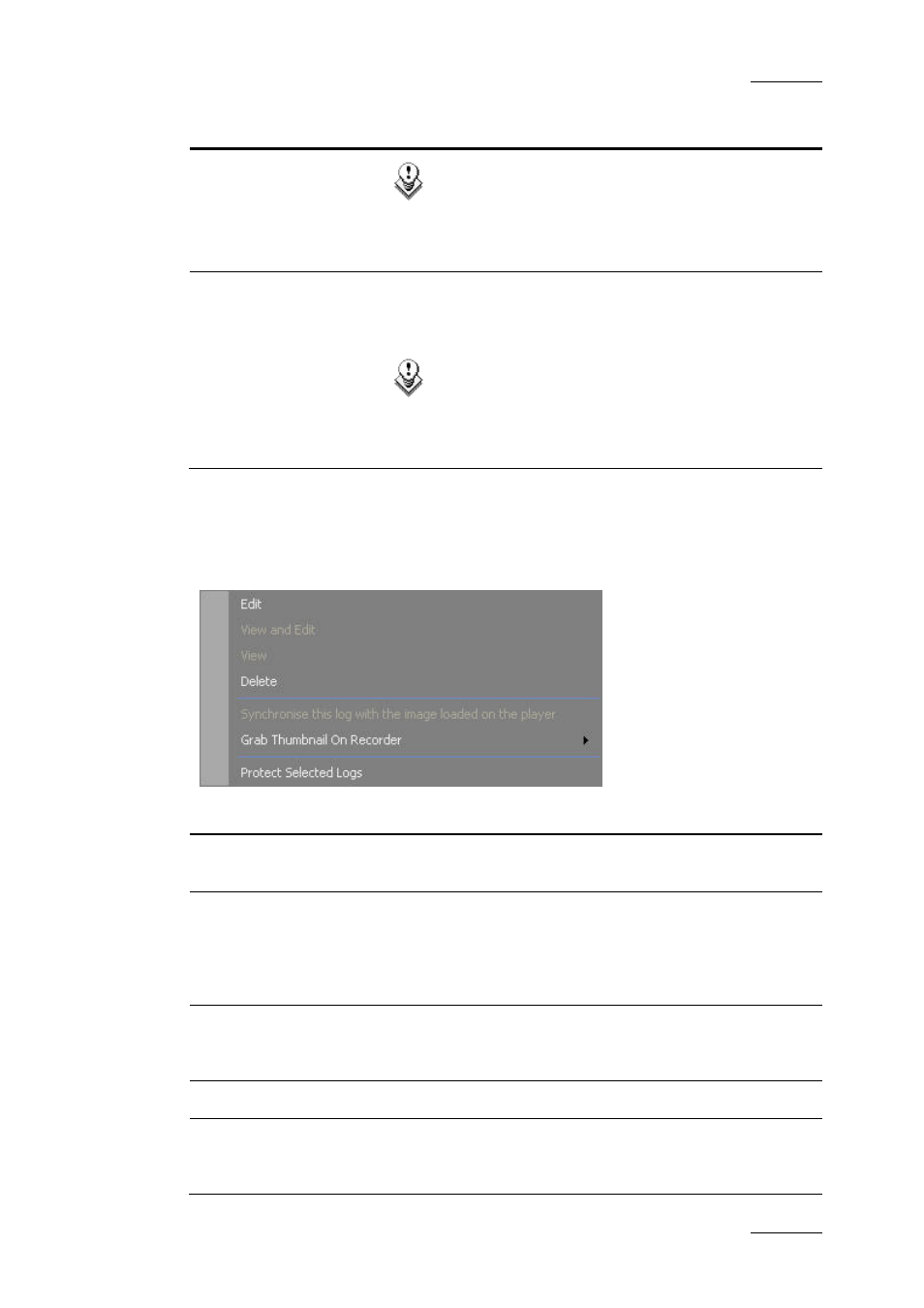 Log entry contextual menu | EVS IPDirector Version 5.8 - July 2010 Part 2 User's Manual User Manual | Page 24 / 93