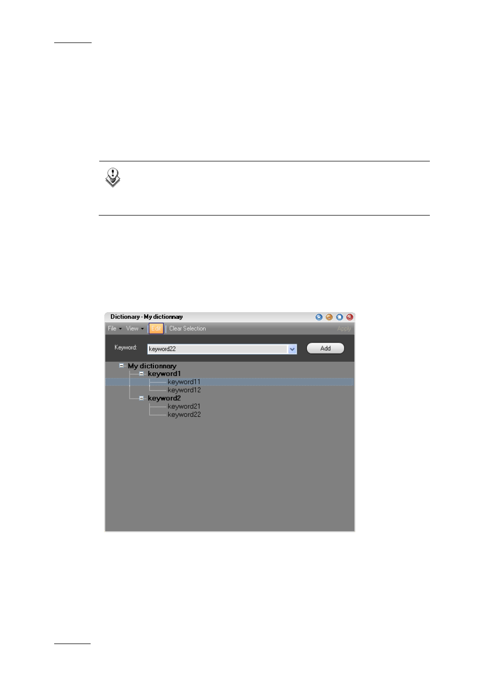 4 dictionary tool, 1 overview of the dictionary window, Dictionary tool | Overview of the dictionary window, Verview of the, Ictionary, Indow | EVS IPDirector Version 5.8 - July 2010 Part 2 User's Manual User Manual | Page 81 / 93