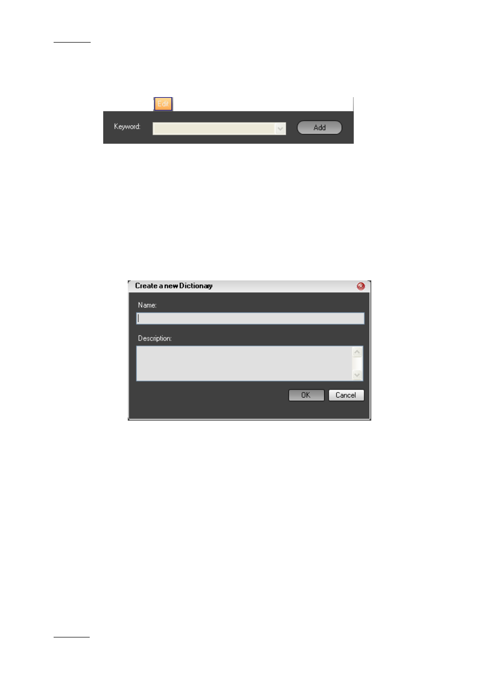 4 dictionary editing toolbar, 5 how to create a new dictionary, Dictionary editing toolbar | How to create a new dictionary, Ictionary, Diting, Oolbar, Ow to, Reate a | EVS IPDirector Version 5.8 - July 2010 Part 2 User's Manual User Manual | Page 83 / 93