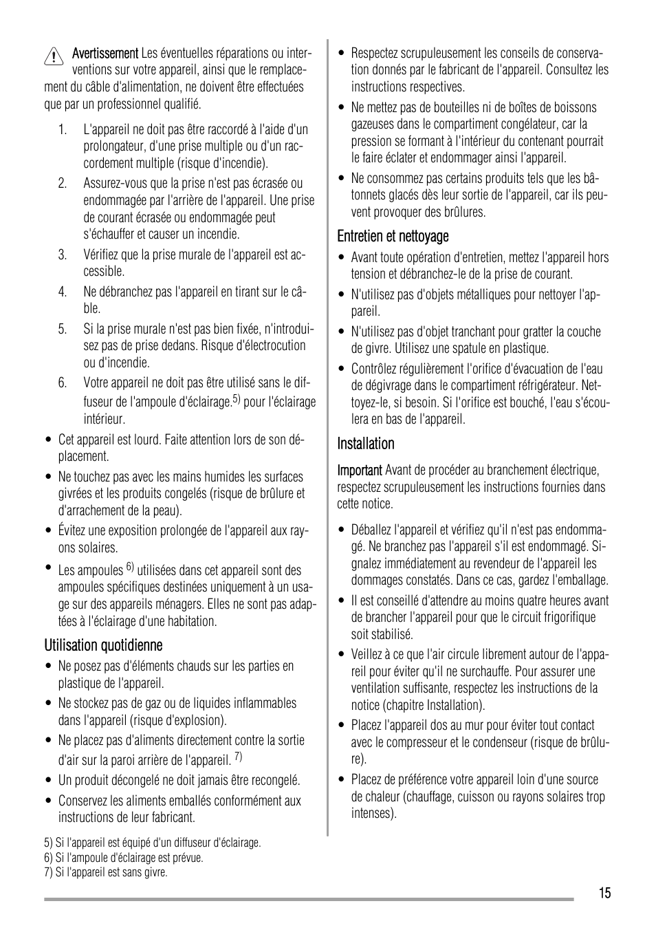 Zanussi ZRT 724 W User Manual | Page 15 / 52