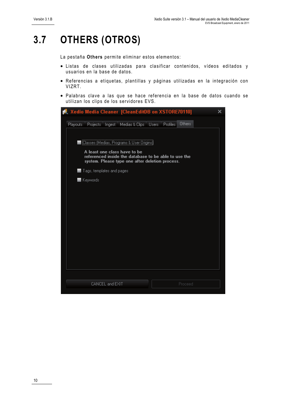7 others (otros), Others (otros) | EVS XEDIO Media Cleaner Version 3.1 - January 2011 User Manual User Manual | Page 16 / 18