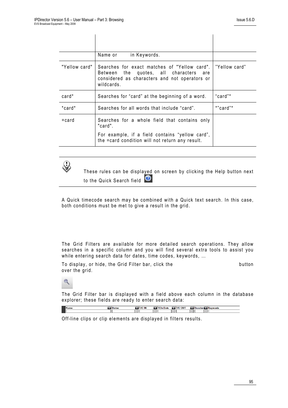 4 grid filters, Grid filters, 95 fo | EVS IPDirector Version 5.6 - May 2009 Part 3 User's Manual User Manual | Page 106 / 131