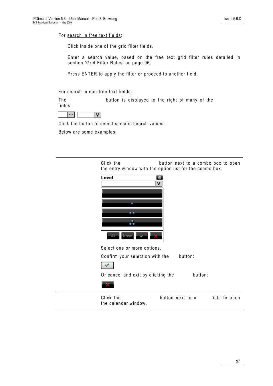 1 search fields types, 2 grid filter rules | EVS IPDirector Version 5.6 - May 2009 Part 3 User's Manual User Manual | Page 108 / 131