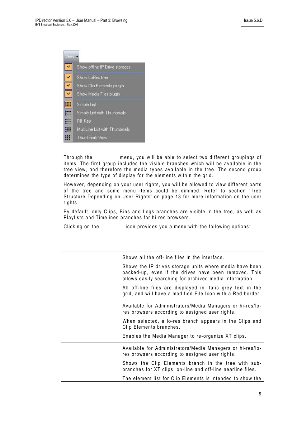 List view button | EVS IPDirector Version 5.6 - May 2009 Part 3 User's Manual User Manual | Page 16 / 131