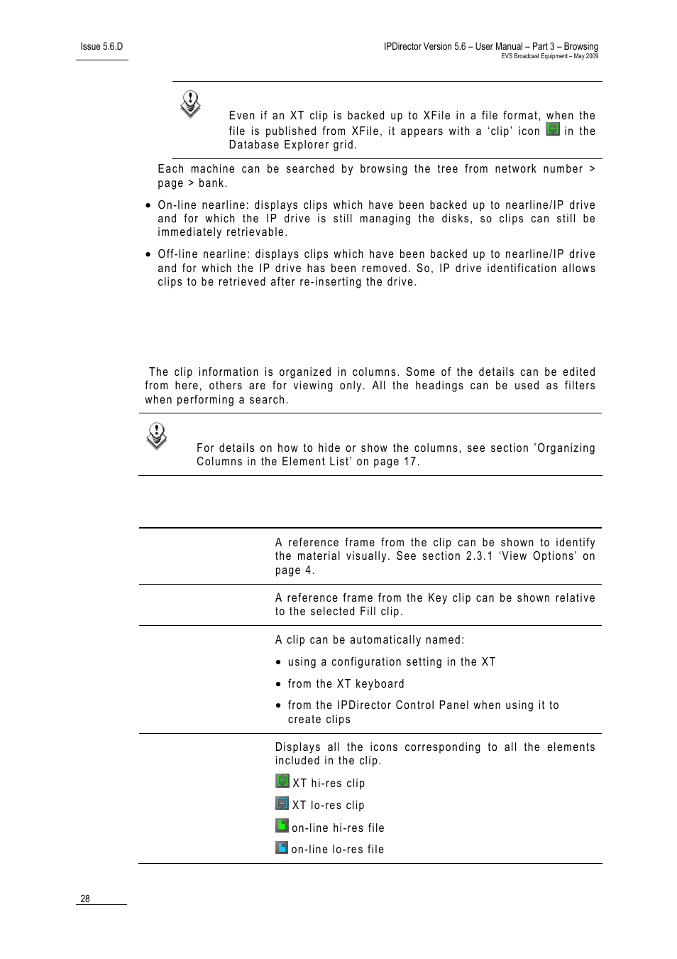 5 clip data columns | EVS IPDirector Version 5.6 - May 2009 Part 3 User's Manual User Manual | Page 39 / 131