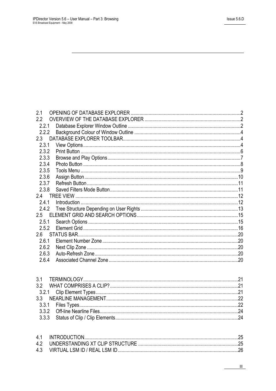 EVS IPDirector Version 5.6 - May 2009 Part 3 User's Manual User Manual | Page 4 / 131