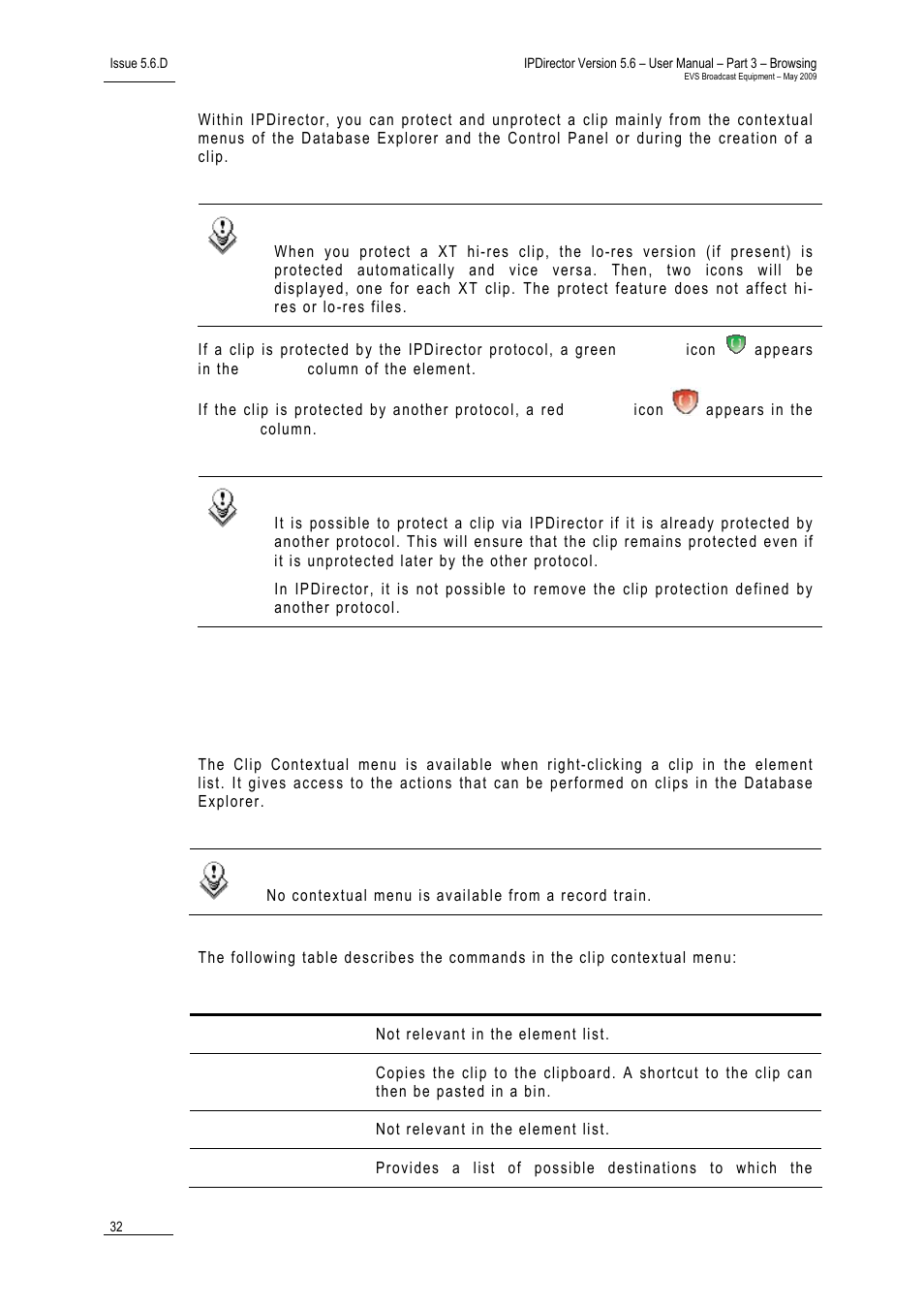 6 clip contextual menu | EVS IPDirector Version 5.6 - May 2009 Part 3 User's Manual User Manual | Page 43 / 131