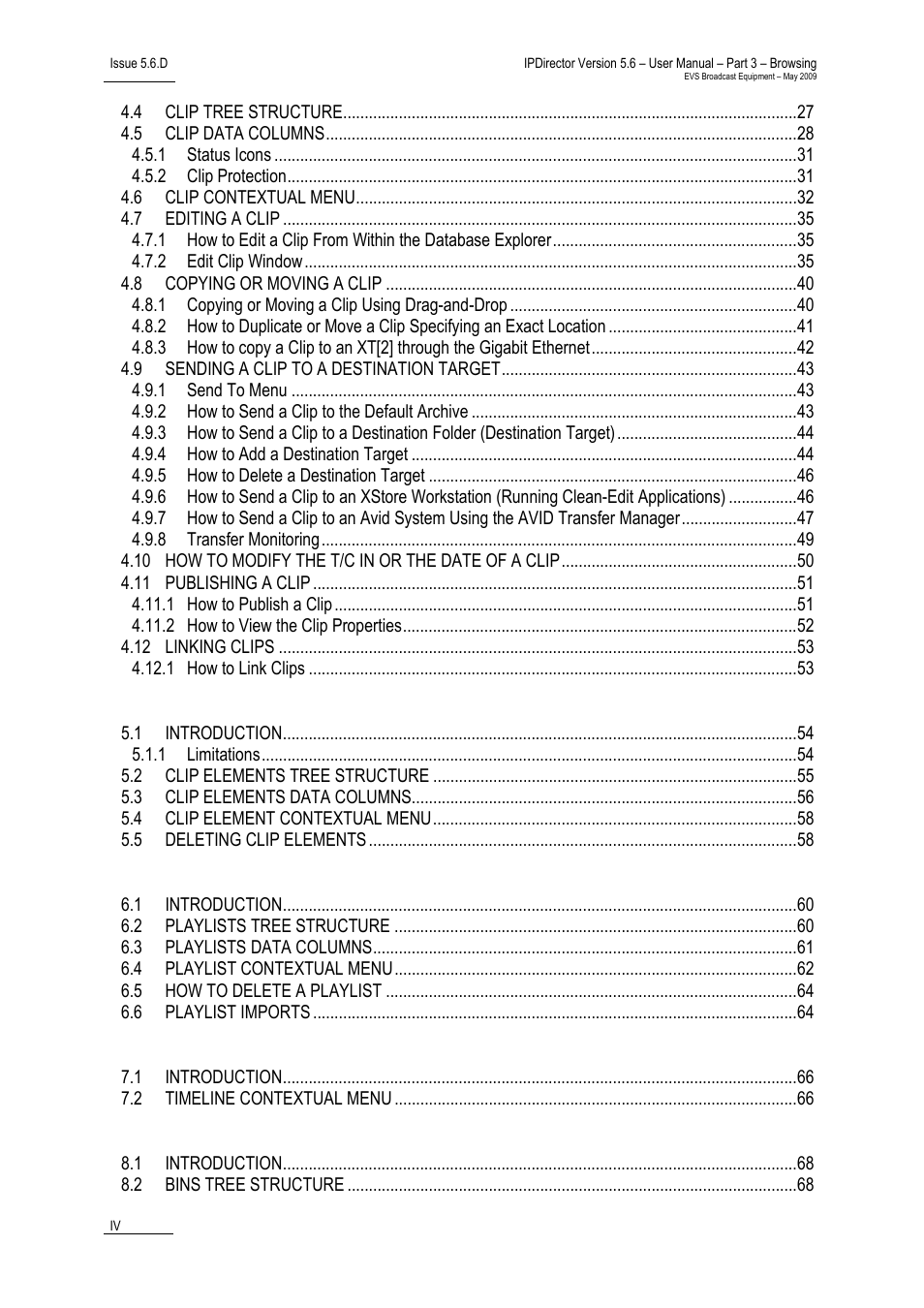 EVS IPDirector Version 5.6 - May 2009 Part 3 User's Manual User Manual | Page 5 / 131