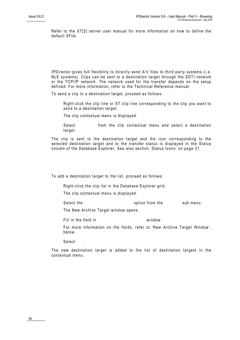 4 how to add a destination target | EVS IPDirector Version 5.6 - May 2009 Part 3 User's Manual User Manual | Page 55 / 131