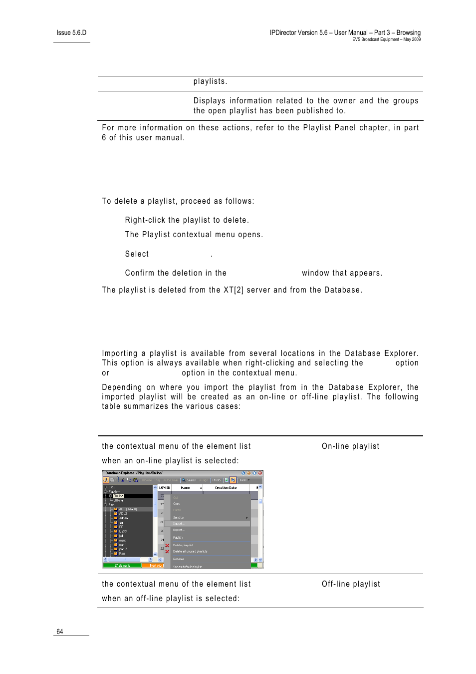 5 how to delete a playlist, 6 playlist imports | EVS IPDirector Version 5.6 - May 2009 Part 3 User's Manual User Manual | Page 75 / 131