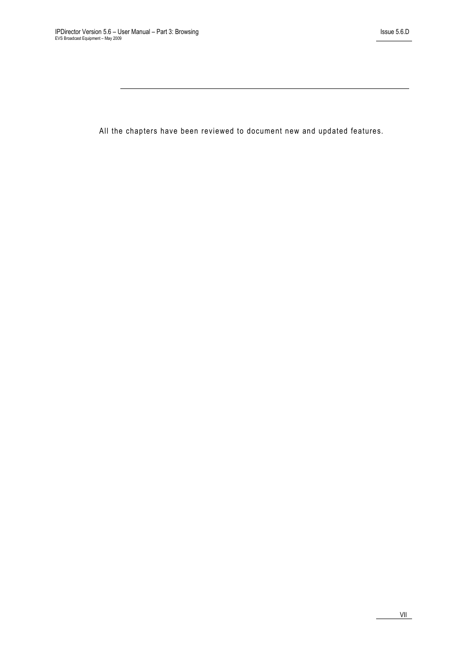 Status on chapters updates for ipdirector v 5.6, What’s new | EVS IPDirector Version 5.6 - May 2009 Part 3 User's Manual User Manual | Page 8 / 131