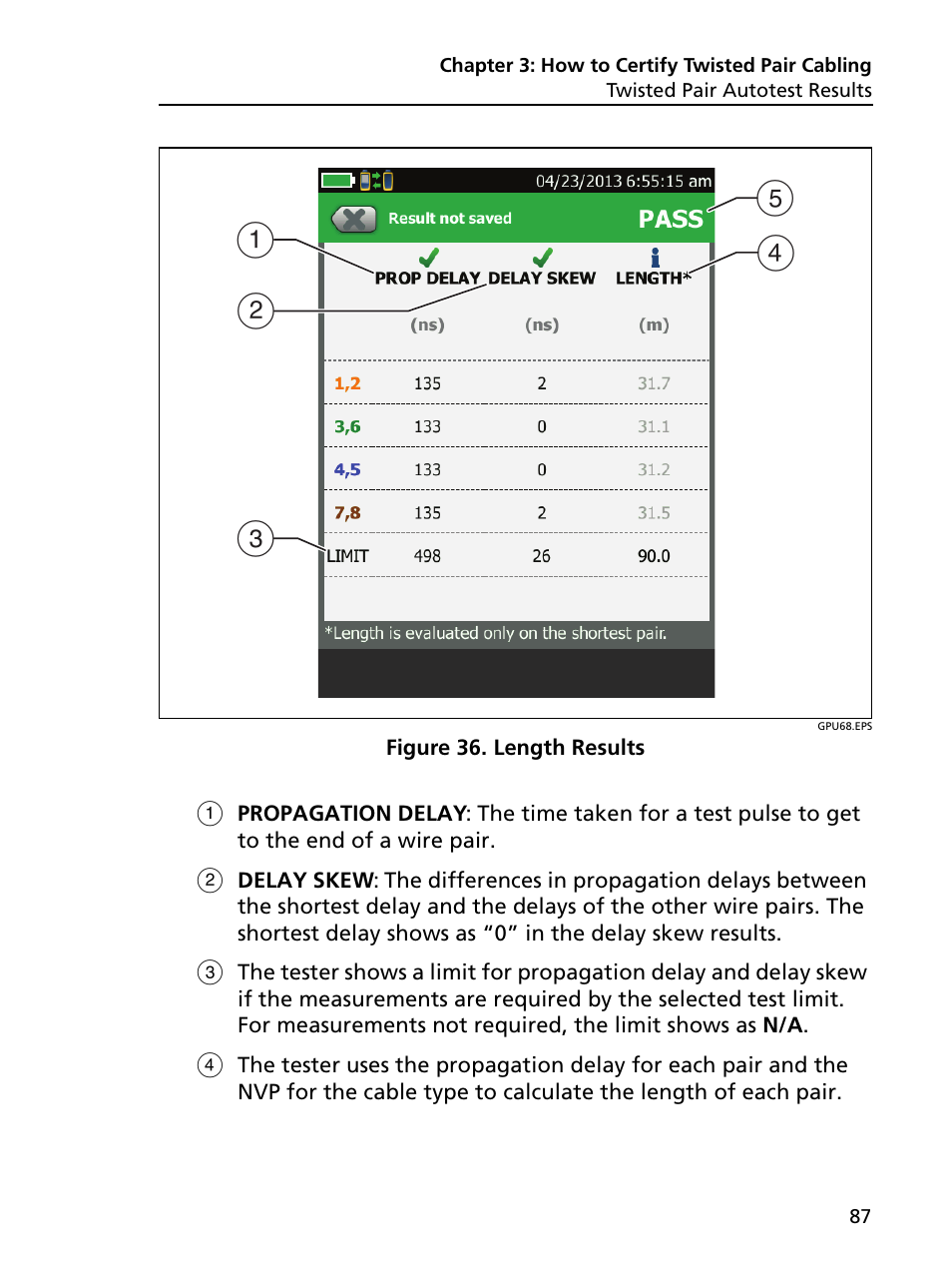 Length results, Ea c d b | Fluke Networks CertiFiber Pro Users Manual User Manual | Page 109 / 440