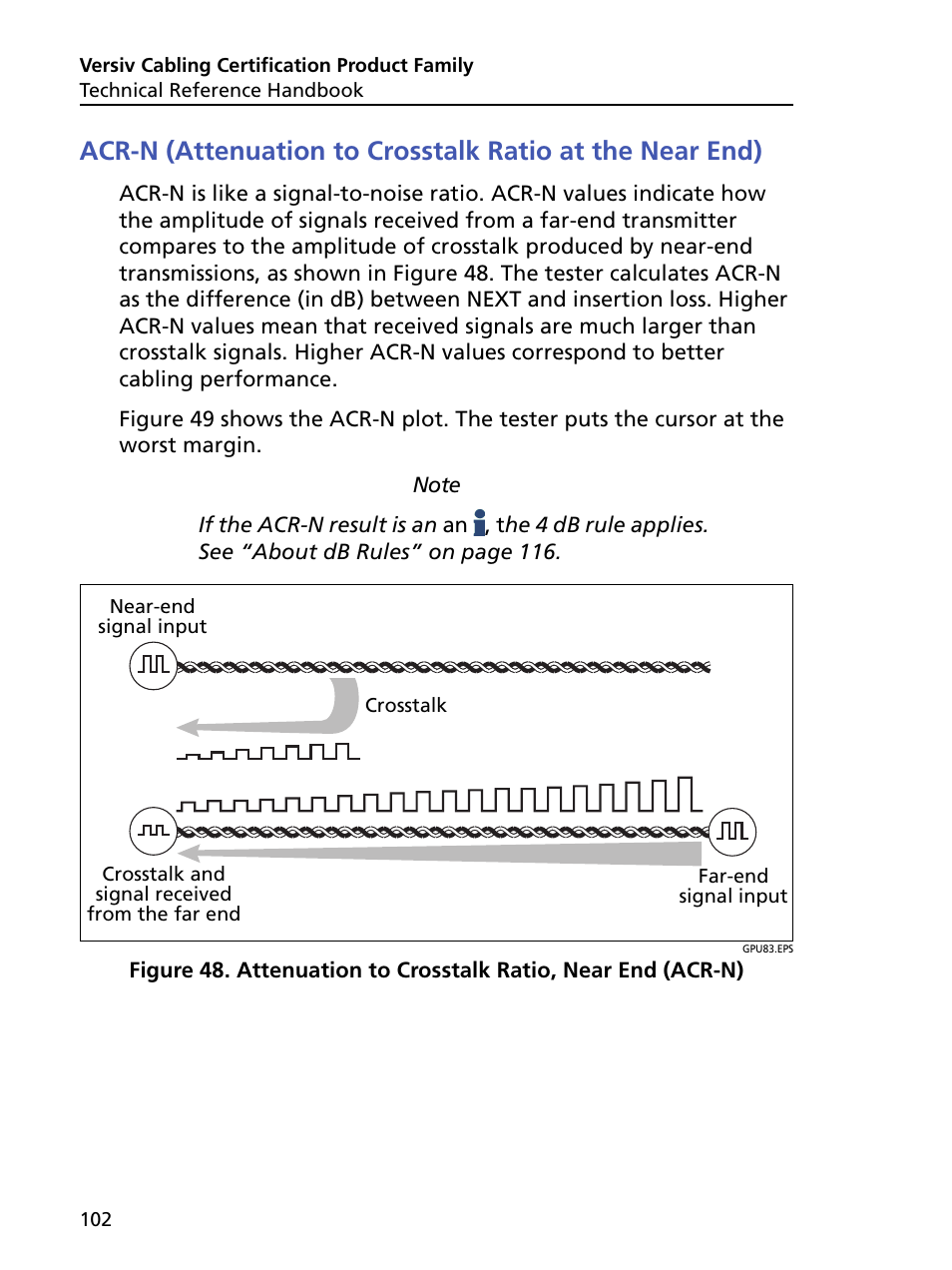 Attenuation to crosstalk ratio, near end (acr-n) | Fluke Networks CertiFiber Pro Users Manual User Manual | Page 124 / 440