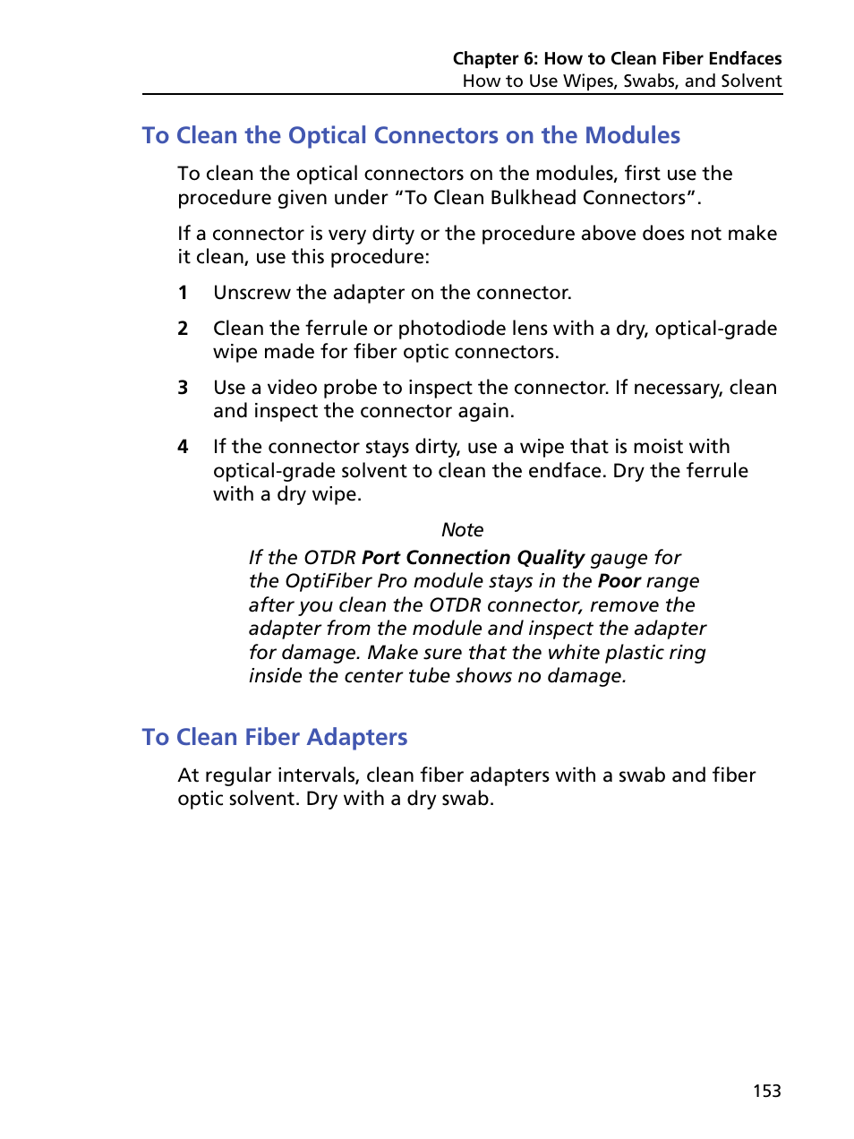 To clean the optical connectors on the modules, To clean fiber adapters | Fluke Networks CertiFiber Pro Users Manual User Manual | Page 175 / 440