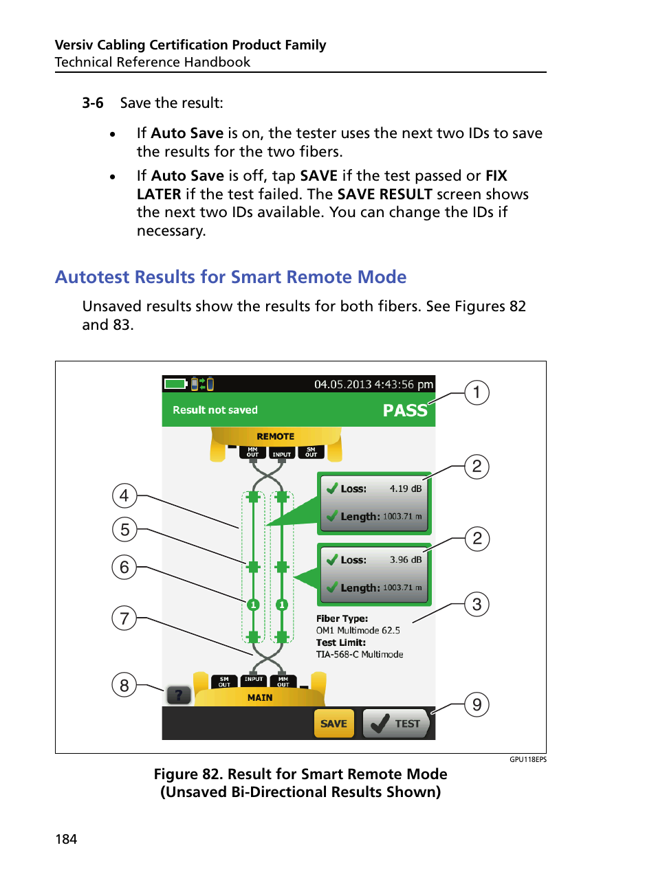 Autotest results for smart remote mode | Fluke Networks CertiFiber Pro Users Manual User Manual | Page 206 / 440
