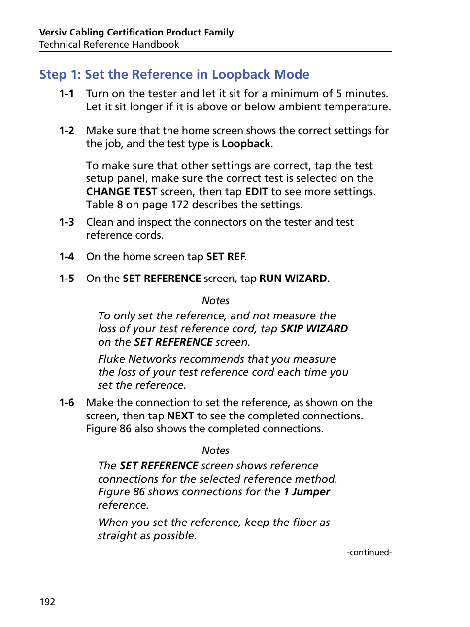 Step 1: set the reference in loopback mode | Fluke Networks CertiFiber Pro Users Manual User Manual | Page 214 / 440