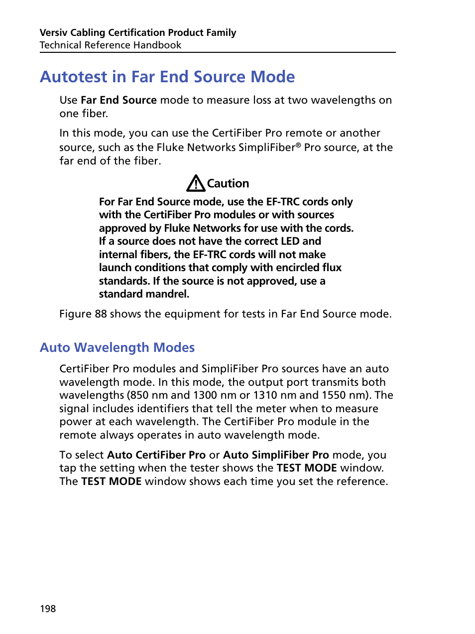 Autotest in far end source mode, Auto wavelength modes | Fluke Networks CertiFiber Pro Users Manual User Manual | Page 220 / 440