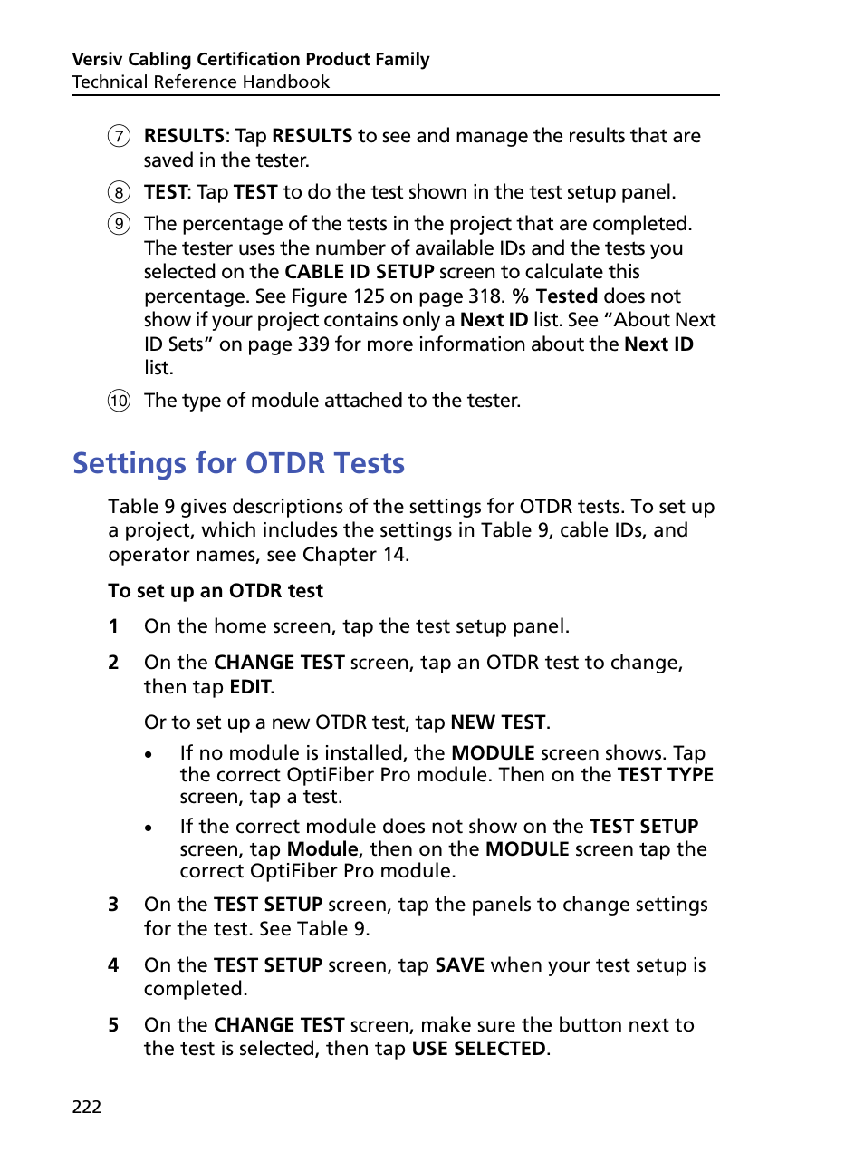 Settings for otdr tests | Fluke Networks CertiFiber Pro Users Manual User Manual | Page 244 / 440