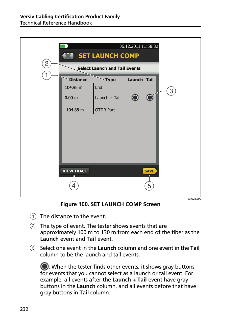 Set launch comp screen, Ab d e c | Fluke Networks CertiFiber Pro Users Manual User Manual | Page 254 / 440