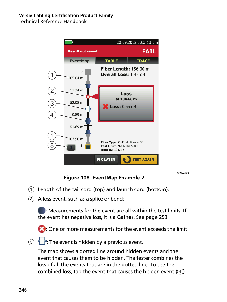 Eventmap example 2 | Fluke Networks CertiFiber Pro Users Manual User Manual | Page 268 / 440