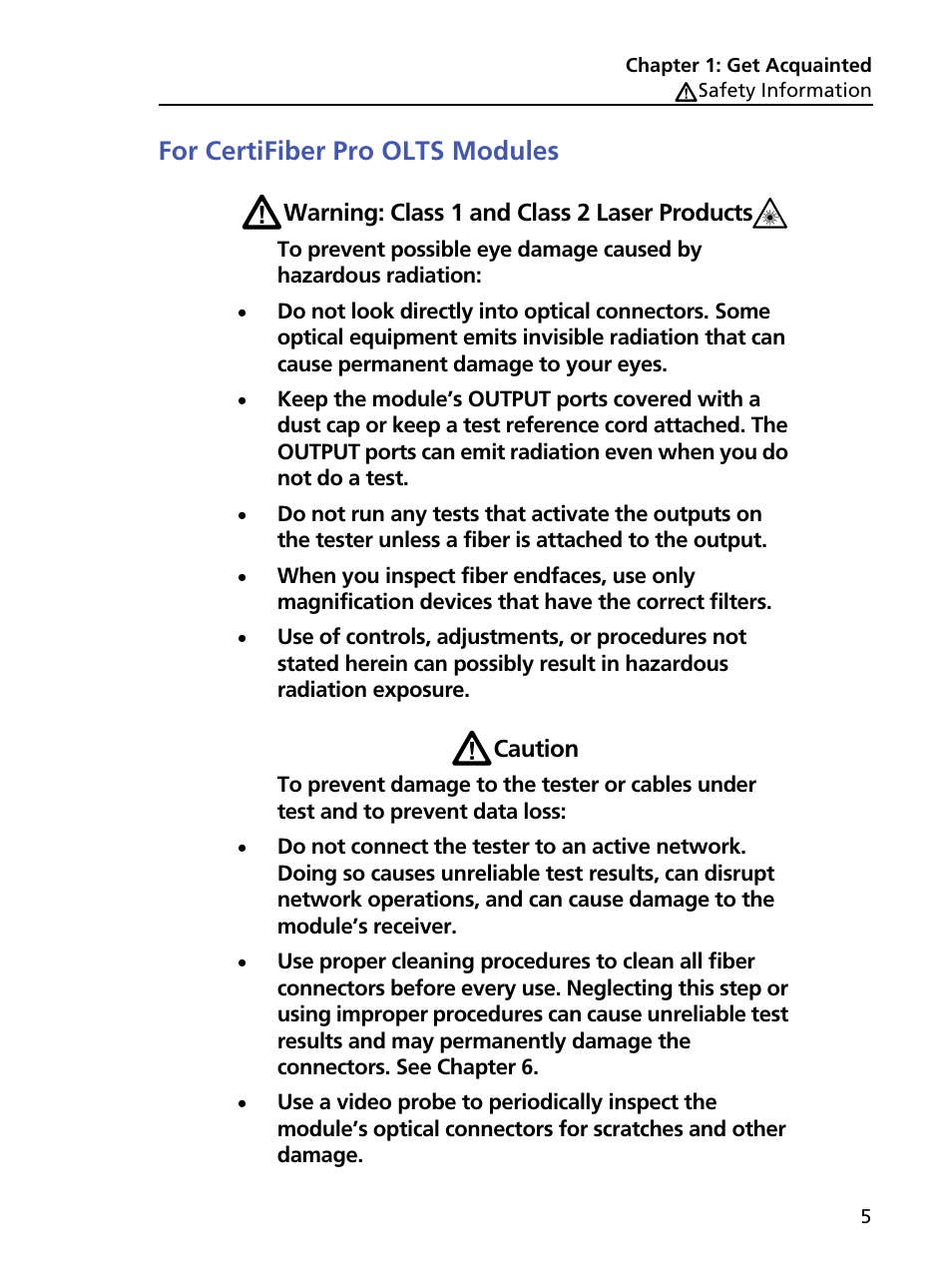 For certifiber pro olts modules | Fluke Networks CertiFiber Pro Users Manual User Manual | Page 27 / 440