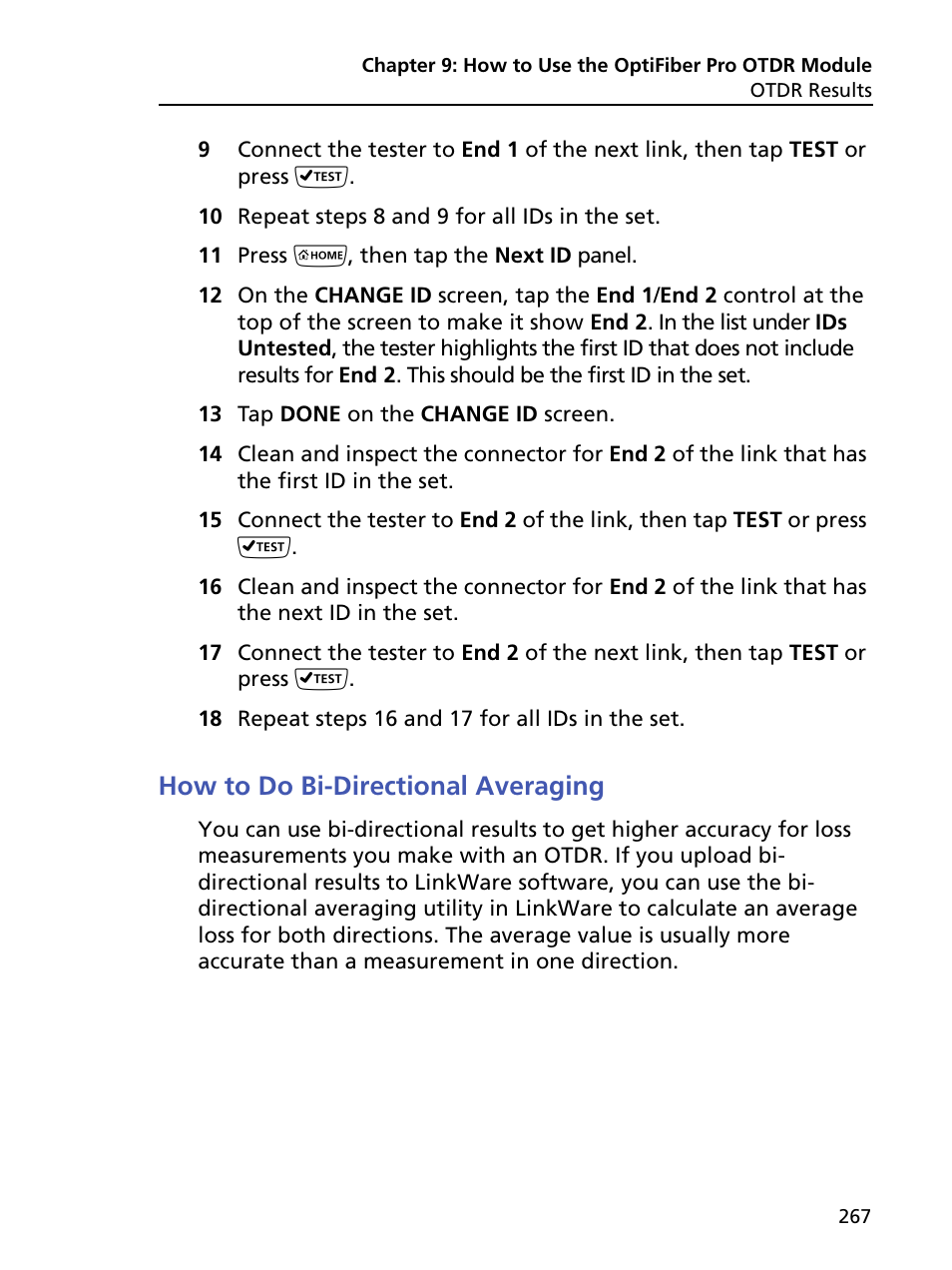 How to do bi-directional averaging | Fluke Networks CertiFiber Pro Users Manual User Manual | Page 289 / 440